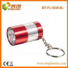 Fábrica de suministro pequeño tamaño de bolsillo de aluminio 6 llevó mini linterna LED Keychain